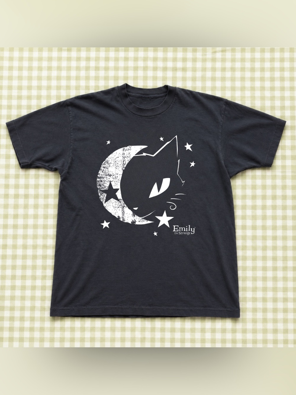 Black Men’s Cat Moon T-Shirt - Unisex Retro 90s Style